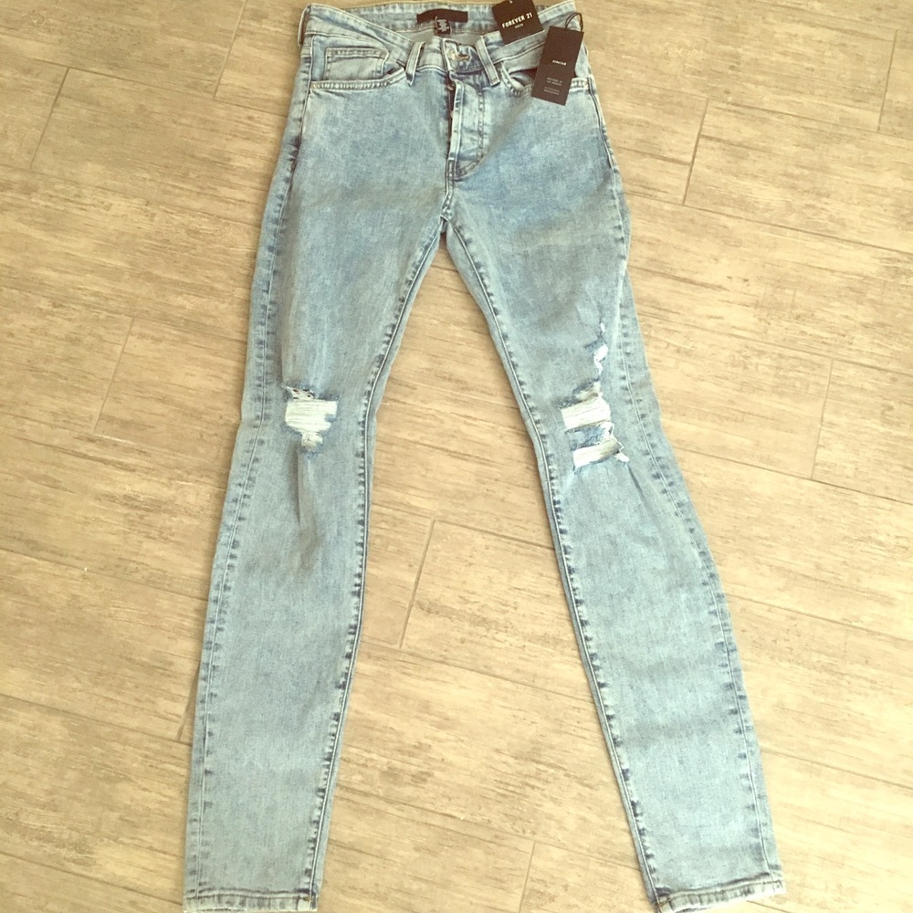 NWT Men's Forever 21 Button Fly High Rise Skinny Denim Jeans